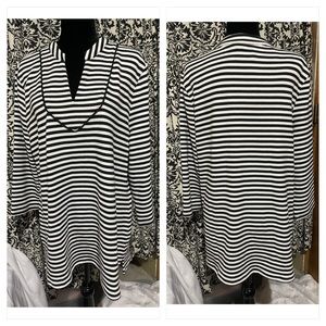 Charter Club Striped Split Neck Knit Top